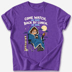 Back by Lunch, He Said T-Shirt — Heather Purple