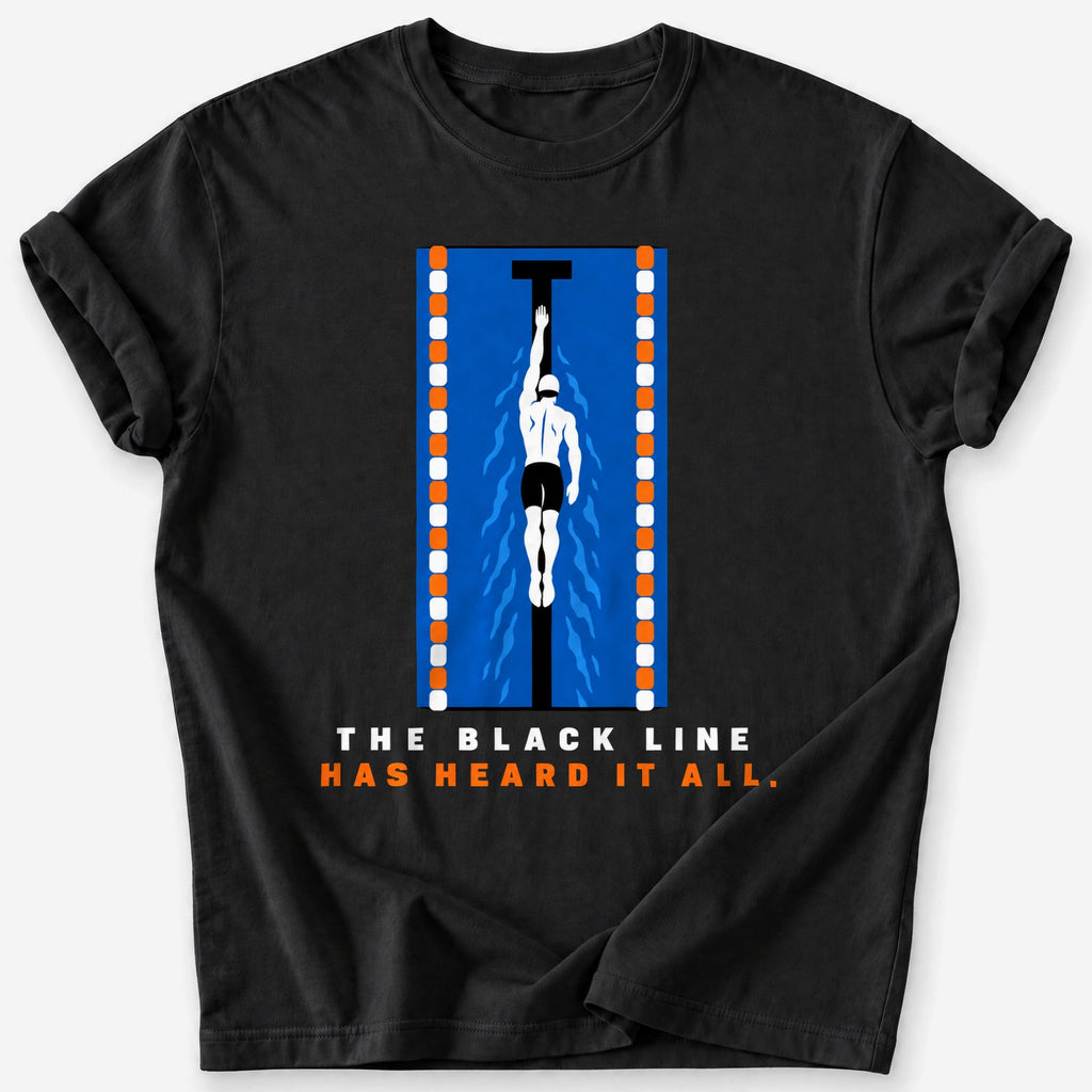 Black Line Pool Lane T-Shirt — Black