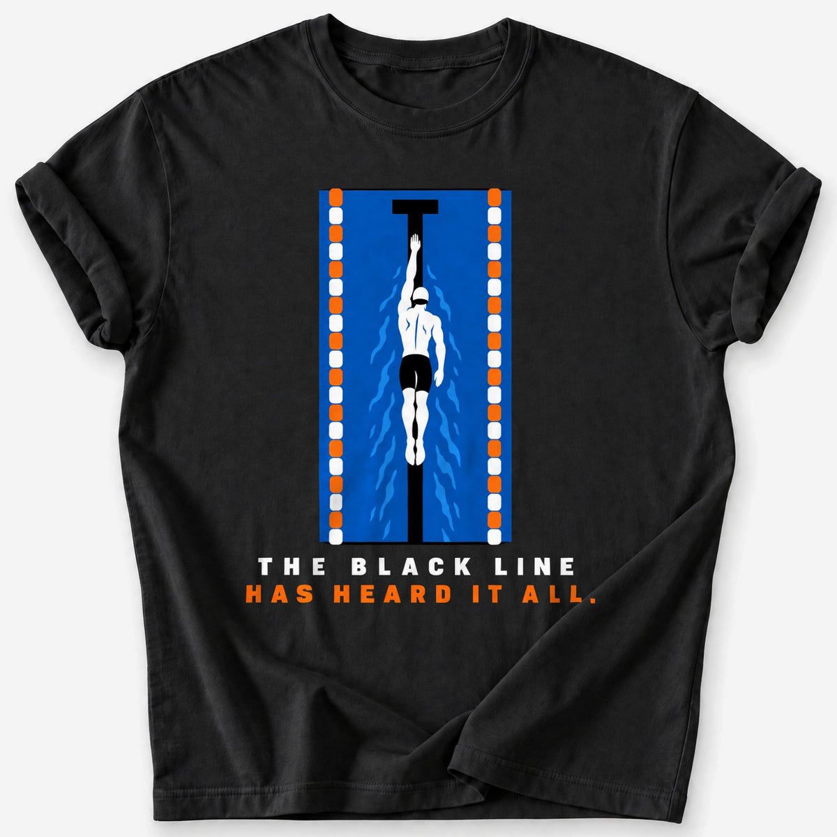 Black Line Pool Lane T-Shirt — Black