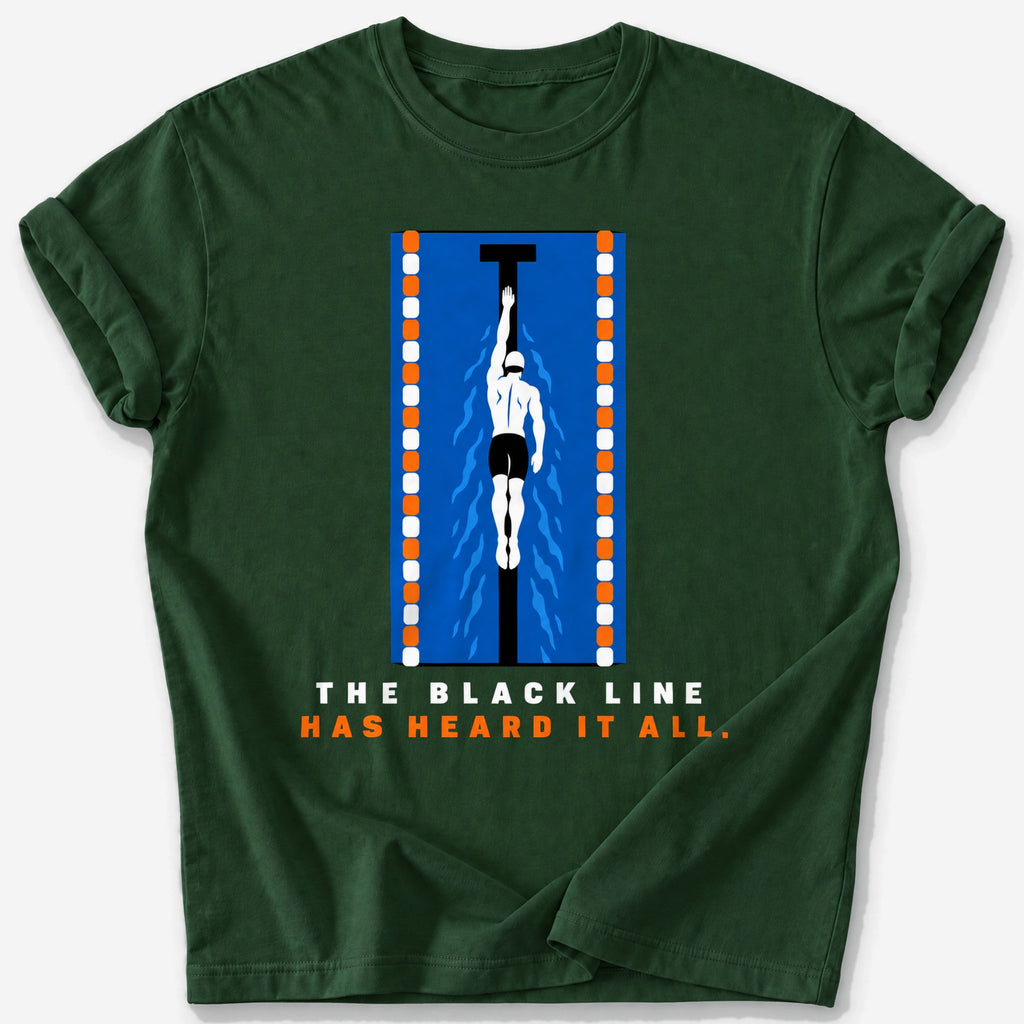 Black Line Pool Lane T-Shirt — Forest Green