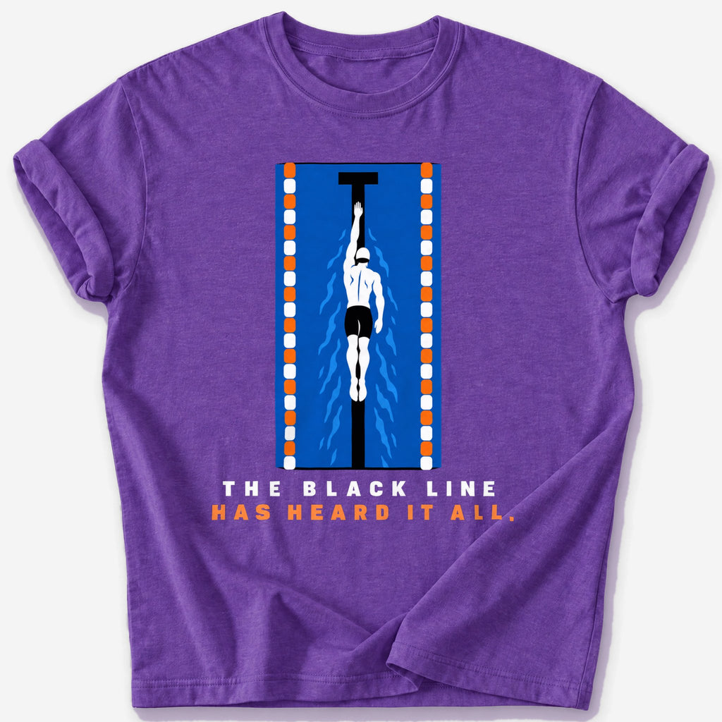 Black Line Pool Lane T-Shirt — Heather Purple