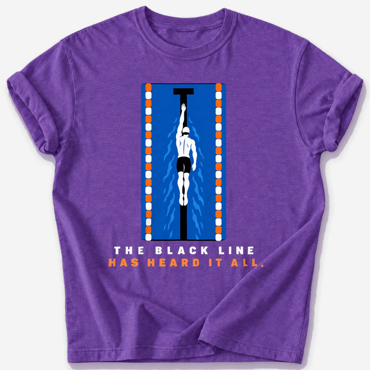 Black Line Pool Lane T-Shirt — Heather Purple