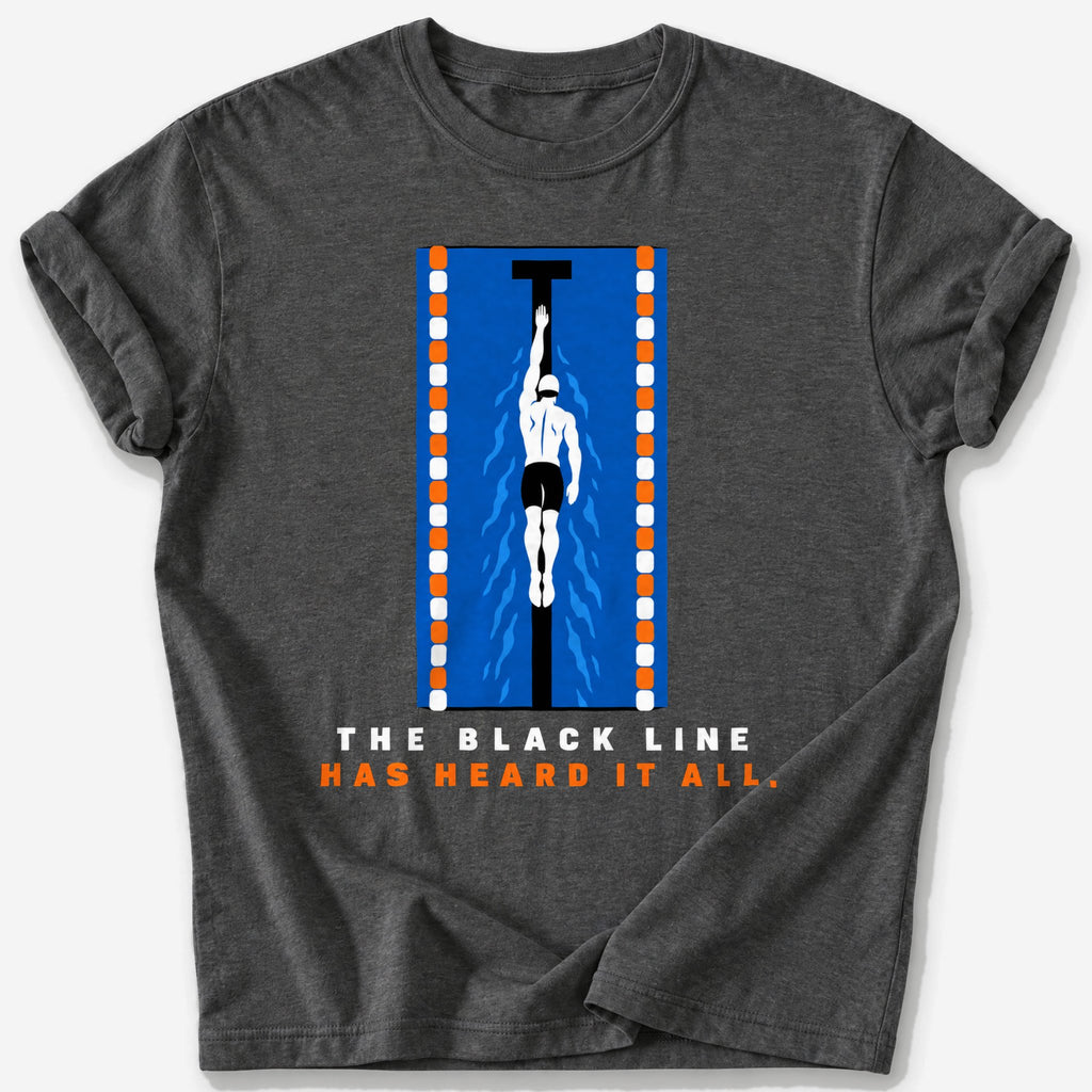 Black Line Pool Lane T-Shirt — Dark Heather