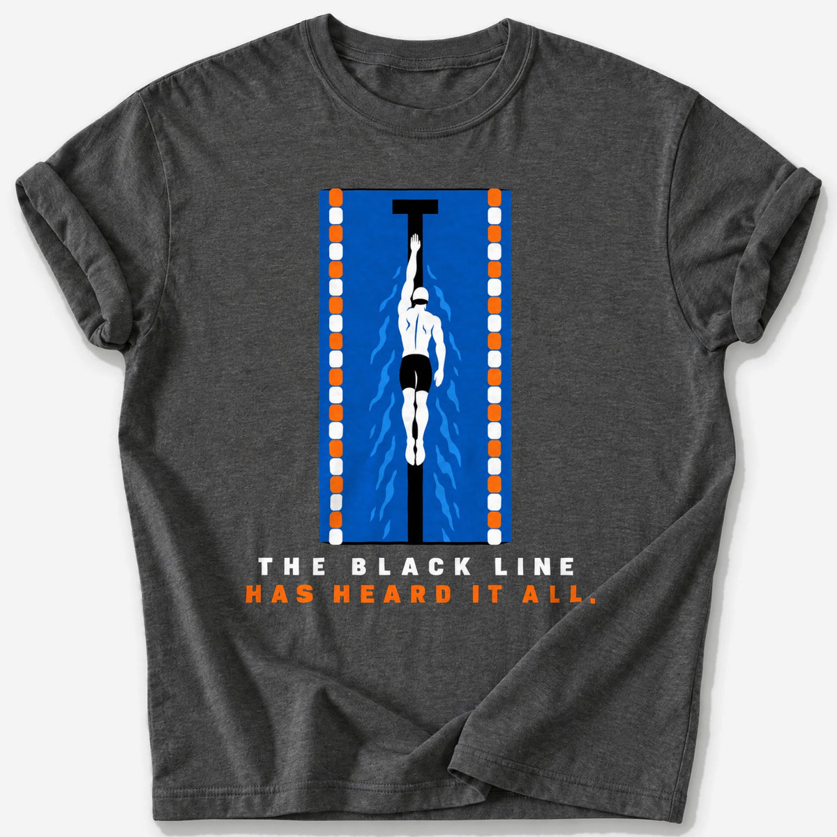 Black Line Pool Lane T-Shirt — Dark Heather