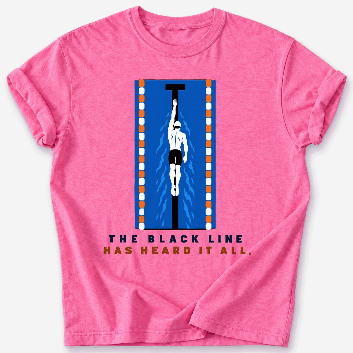 Black Line Pool Lane T-Shirt — Heather Heliconia