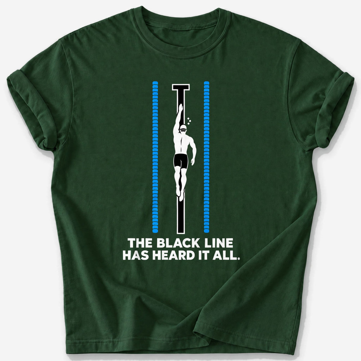 Black Line Swimmer T-Shirt — Forest Green