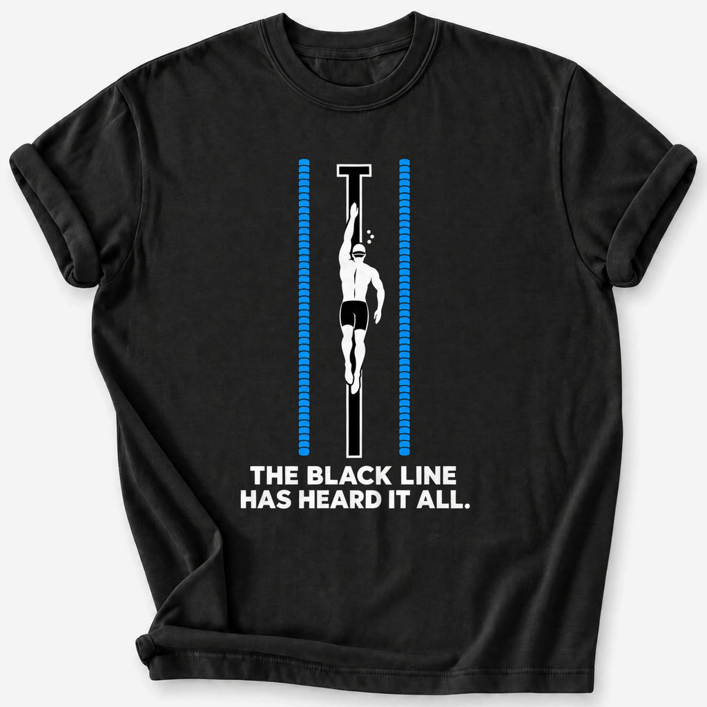 Black Line Swimmer T-Shirt — Black