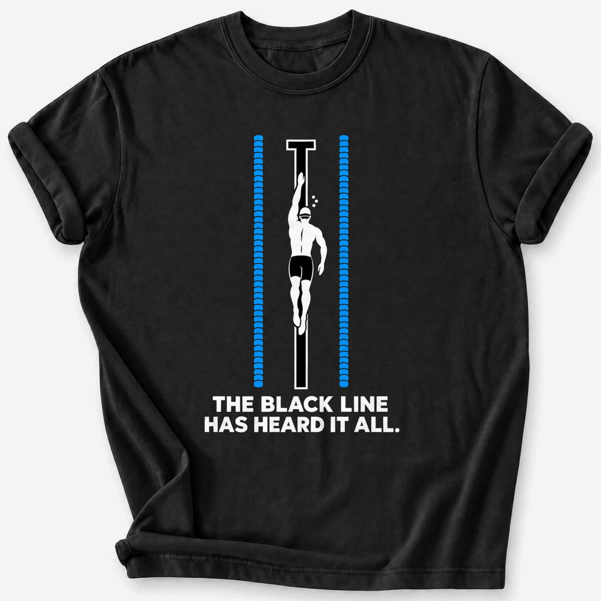 Black Line Swimmer T-Shirt — Black