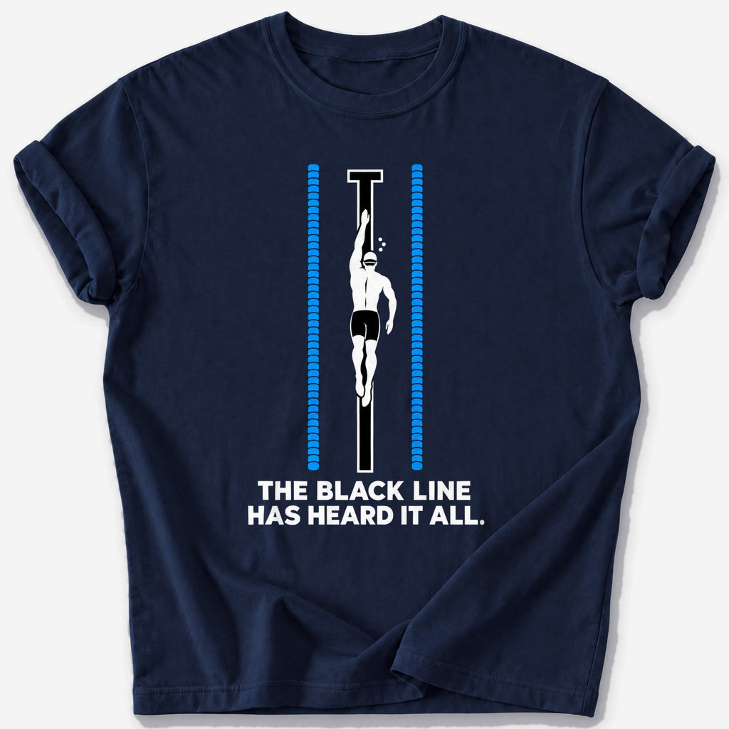 Black Line Swimmer T-Shirt — Navy