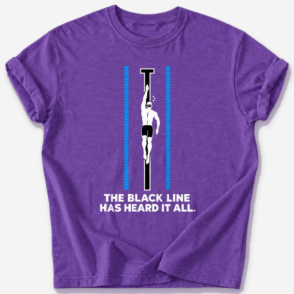 Black Line Swimmer T-Shirt — Heather Purple