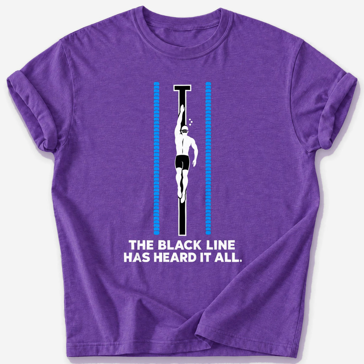Black Line Swimmer T-Shirt — Heather Purple