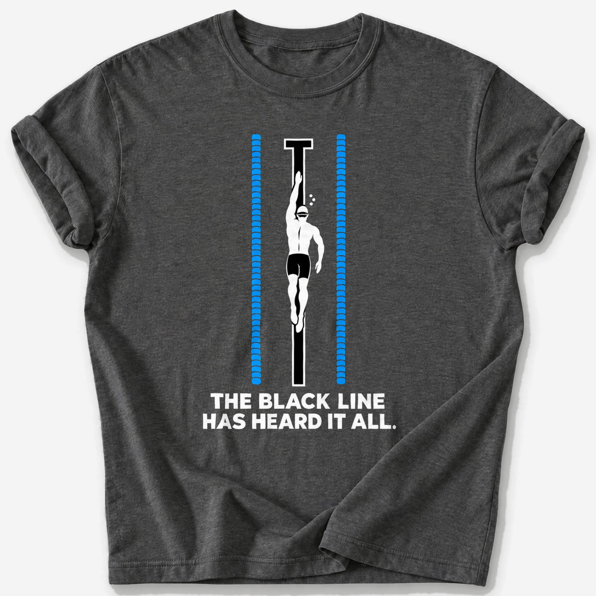 Black Line Swimmer T-Shirt — Dark Heather