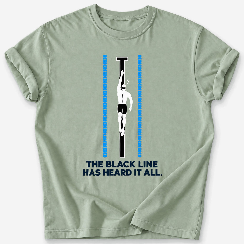 Black Line Swimmer T-Shirt — Sage