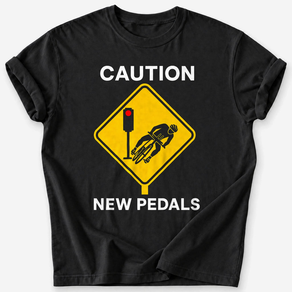 Caution: New Pedals T-Shirt — Black