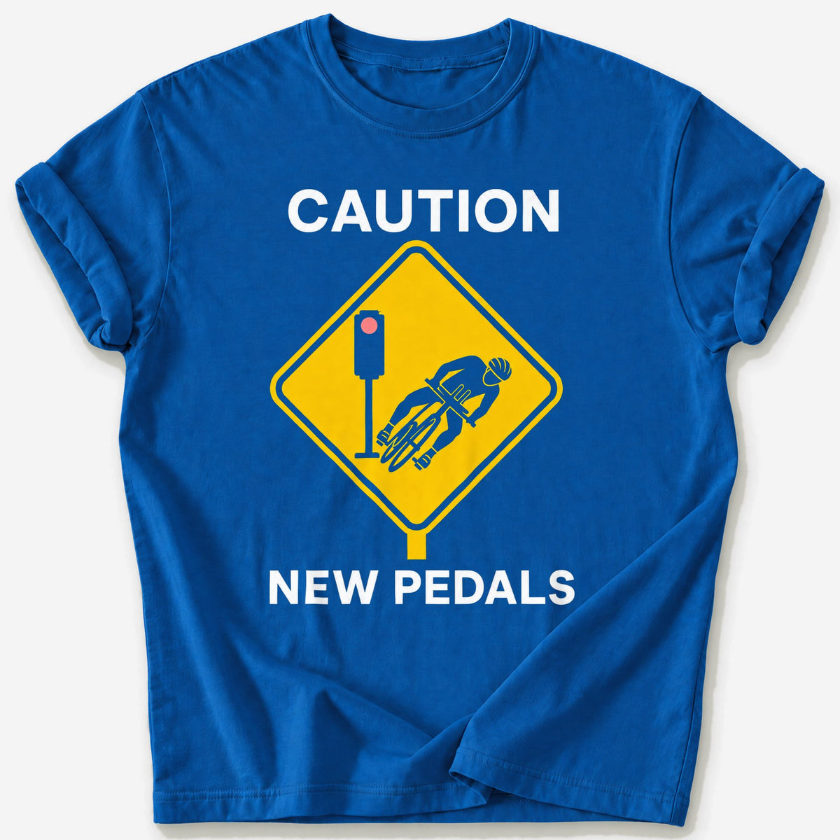 Caution: New Pedals T-Shirt — Royal