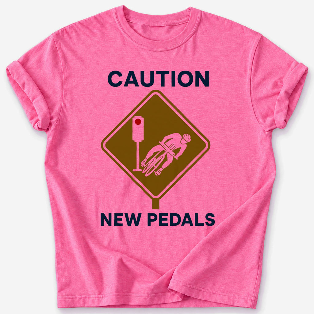 Caution: New Pedals T-Shirt — Heather Heliconia