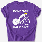 Half Man, Half Bike T-Shirt — Heather Purple