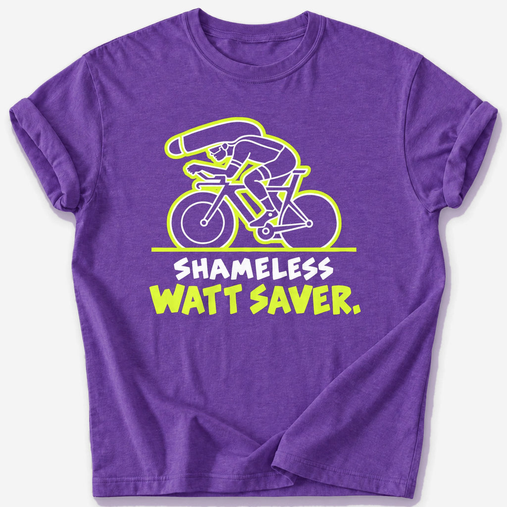 Shameless Watt Saver T-Shirt — Heather Purple