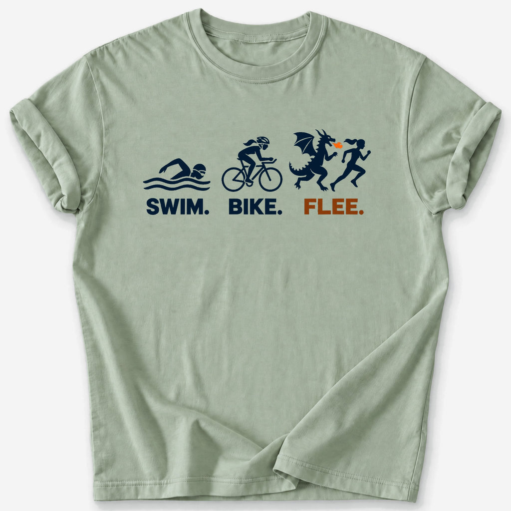 Swim, Bike, Flee T-Shirt — Sage