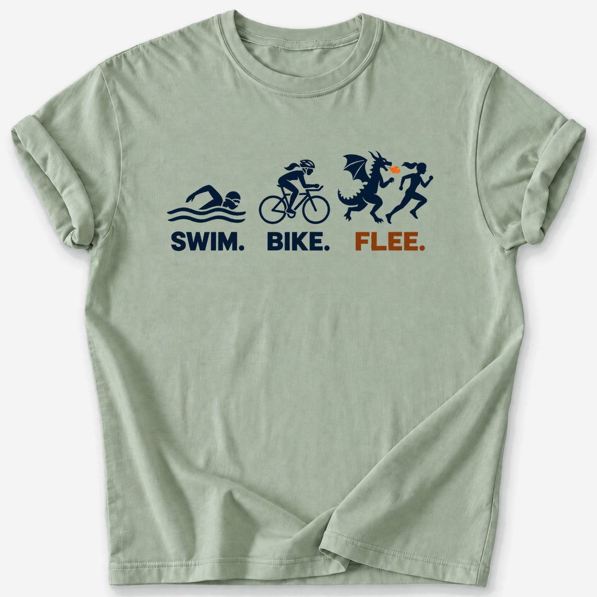 Swim, Bike, Flee T-Shirt — Sage
