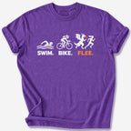 Swim, Bike, Flee T-Shirt — Heather Purple