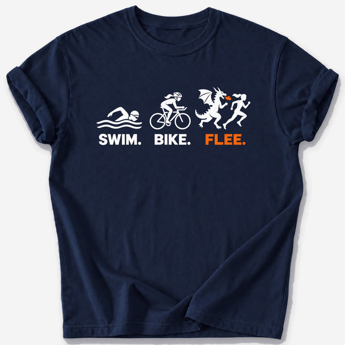 Swim, Bike, Flee T-Shirt — Navy