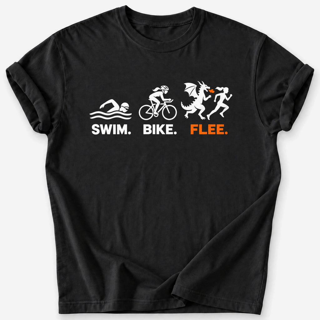 Swim, Bike, Flee T-Shirt — Black