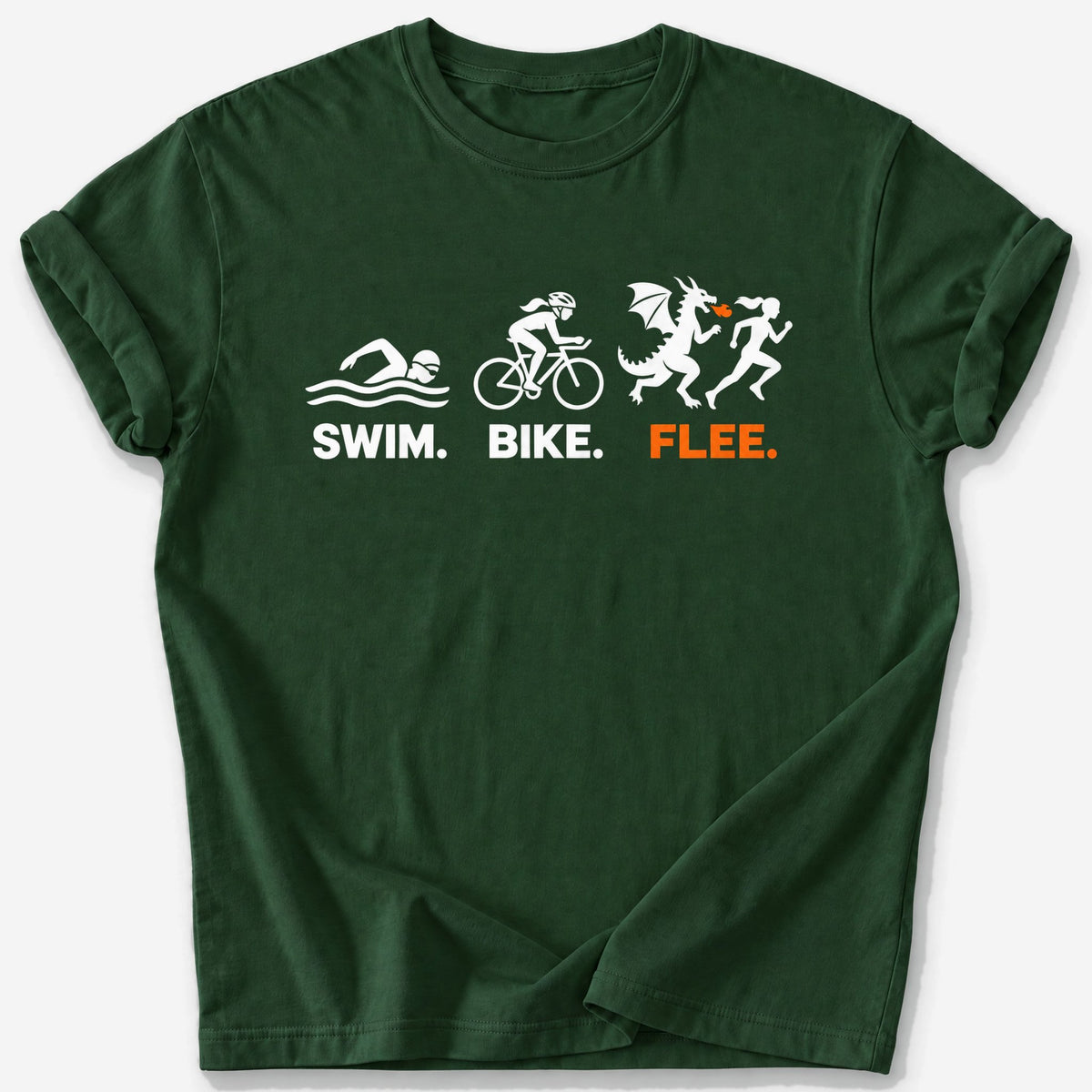 Swim, Bike, Flee T-Shirt — Forest Green