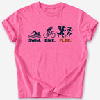 Swim, Bike, Flee T-Shirt — Heather Heliconia