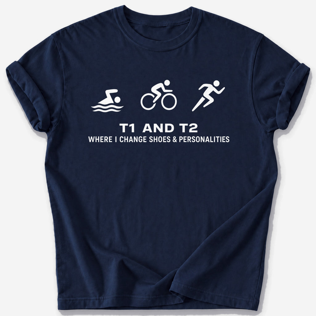 T1 and T2 T-Shirt — Navy