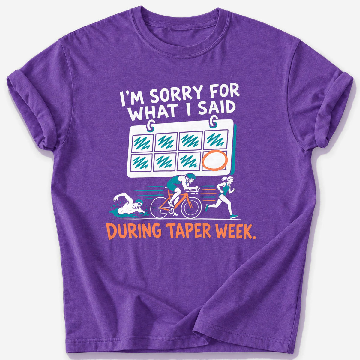 Taper Week Calendar T-Shirt — Heather Purple