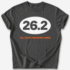 Plus the Swim and Bike 26.2 T-Shirt — Dark Heather