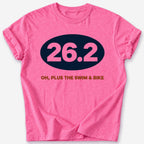 Plus the Swim and Bike 26.2 T-Shirt — Heather Heliconia