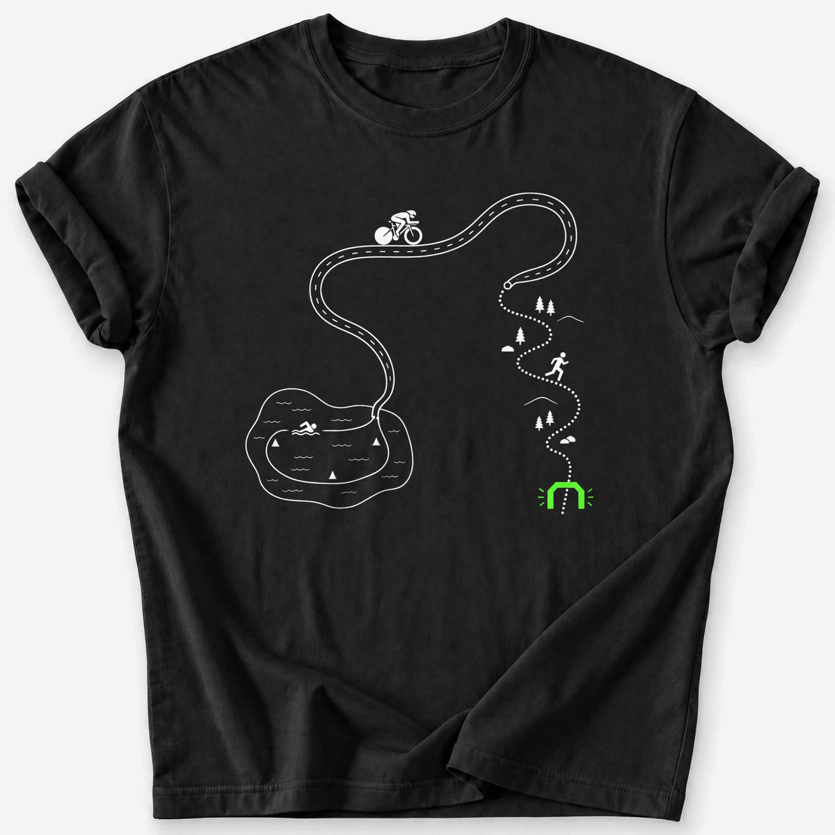 Triathlon Course Map T-Shirt — Black