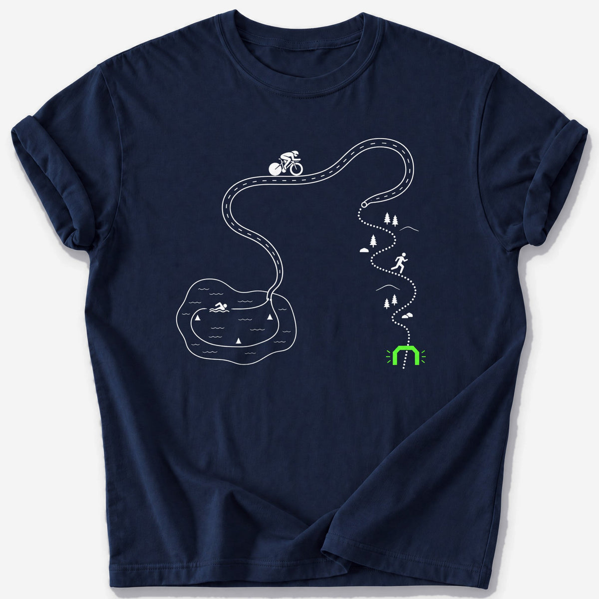Triathlon Course Map T-Shirt — Navy