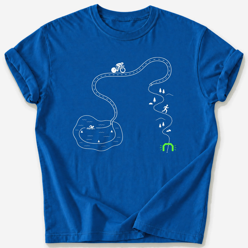 Triathlon Course Map T-Shirt — Royal