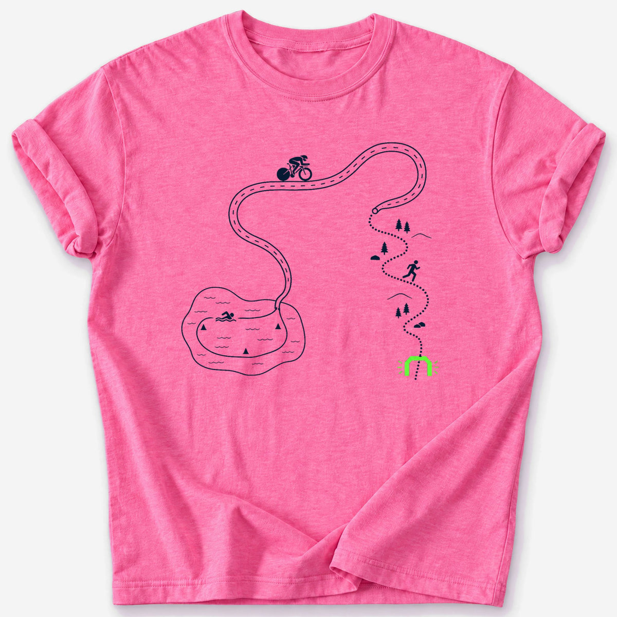 Triathlon Course Map T-Shirt — Heather Heliconia