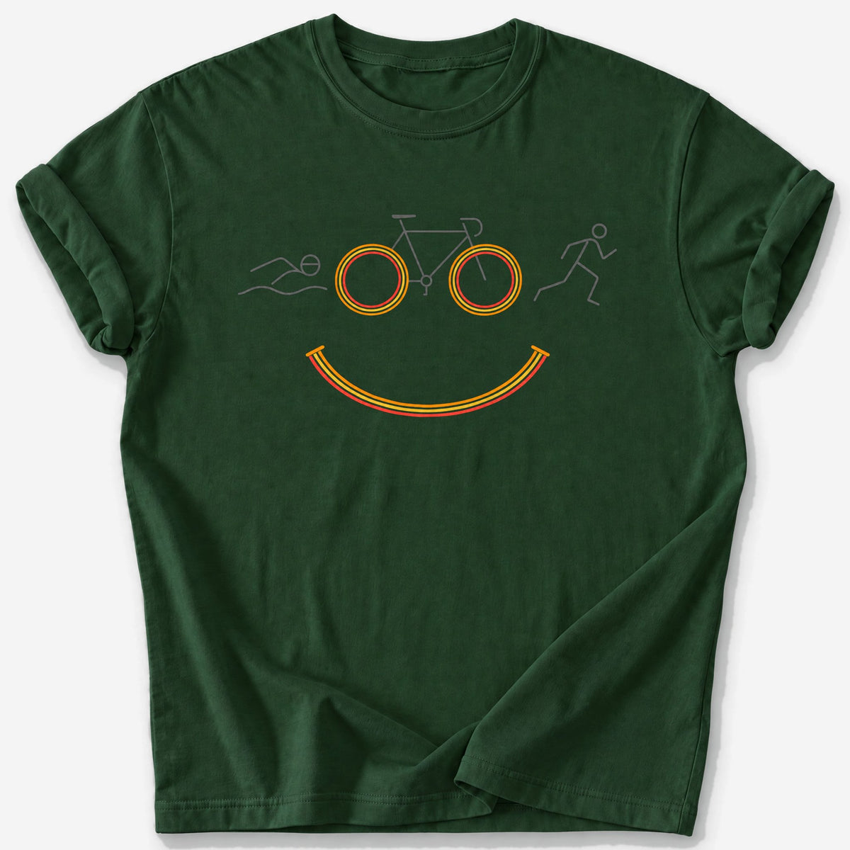 Triathlon Smiley T-Shirt — Forest Green