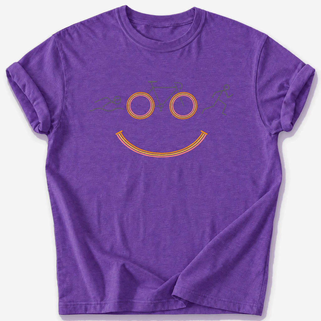 Triathlon Smiley T-Shirt — Heather Purple