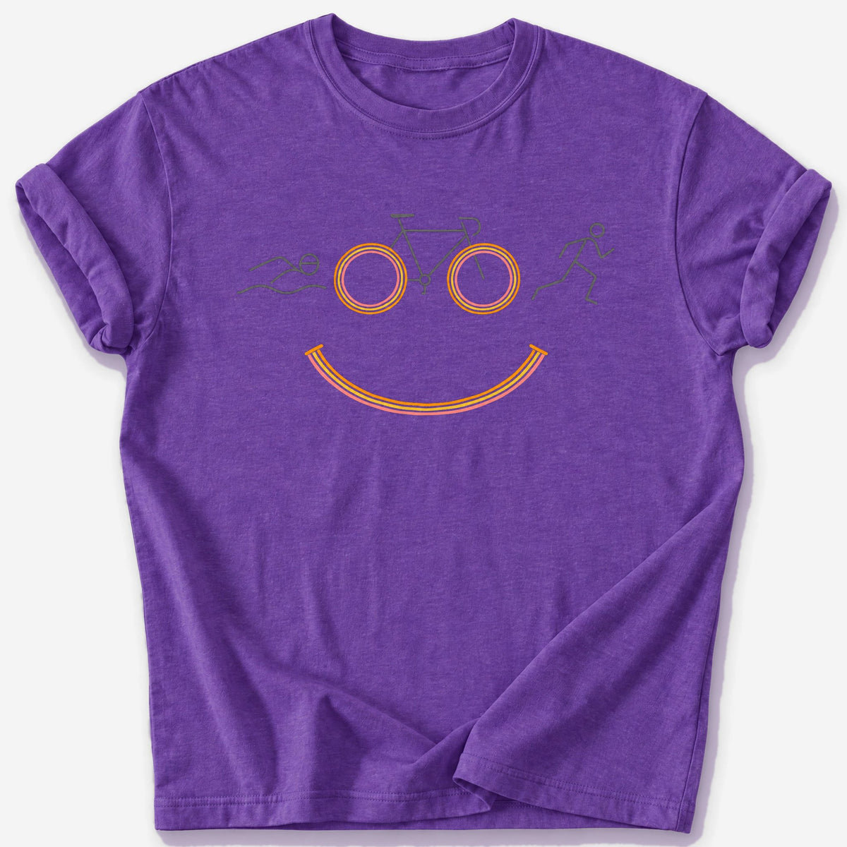 Triathlon Smiley T-Shirt — Heather Purple