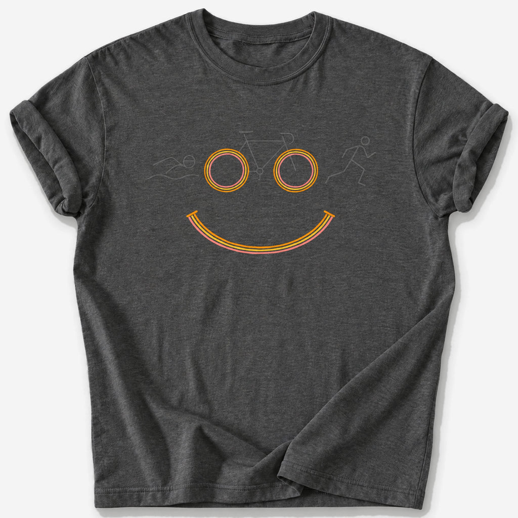 Triathlon Smiley T-Shirt — Dark Heather