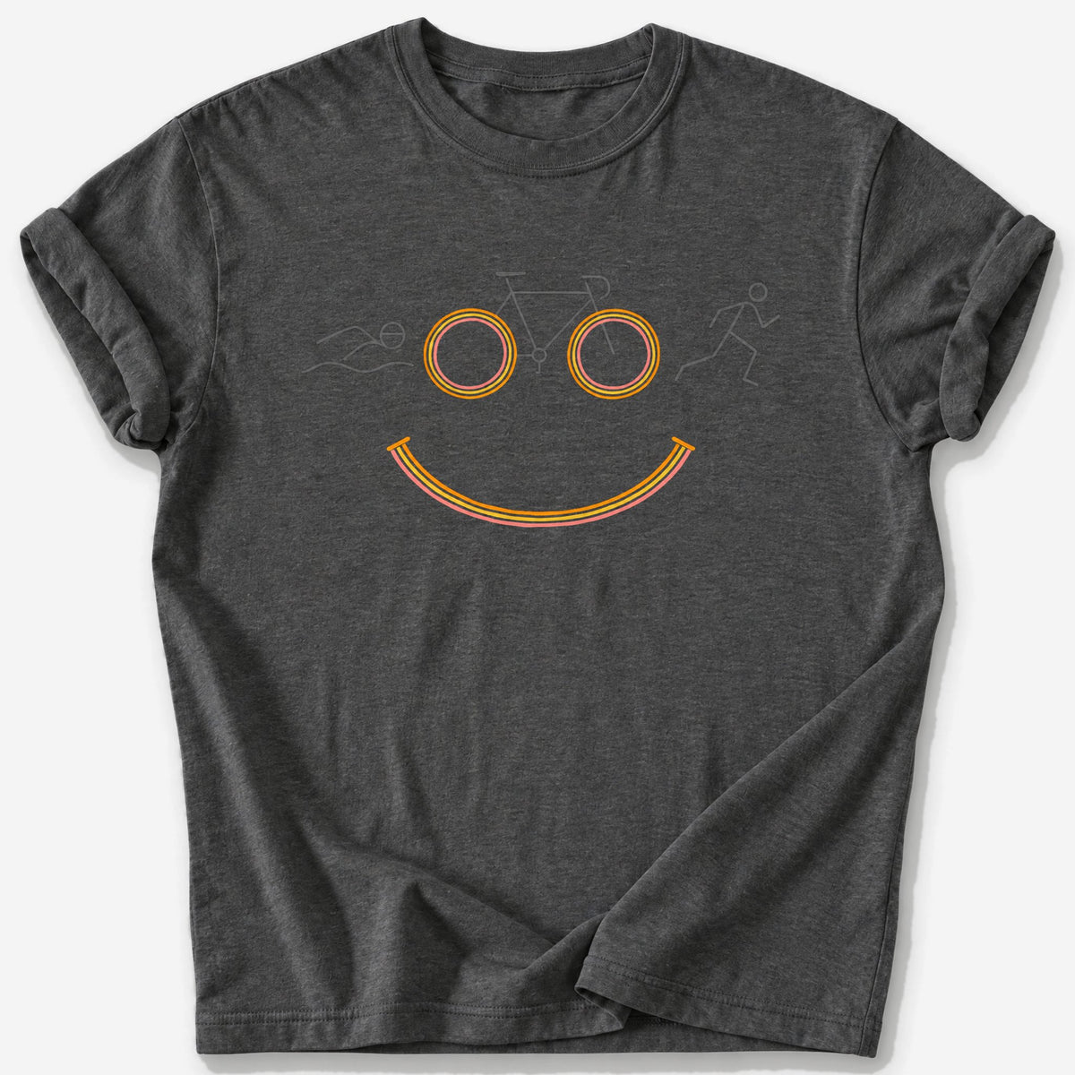Triathlon Smiley T-Shirt — Dark Heather