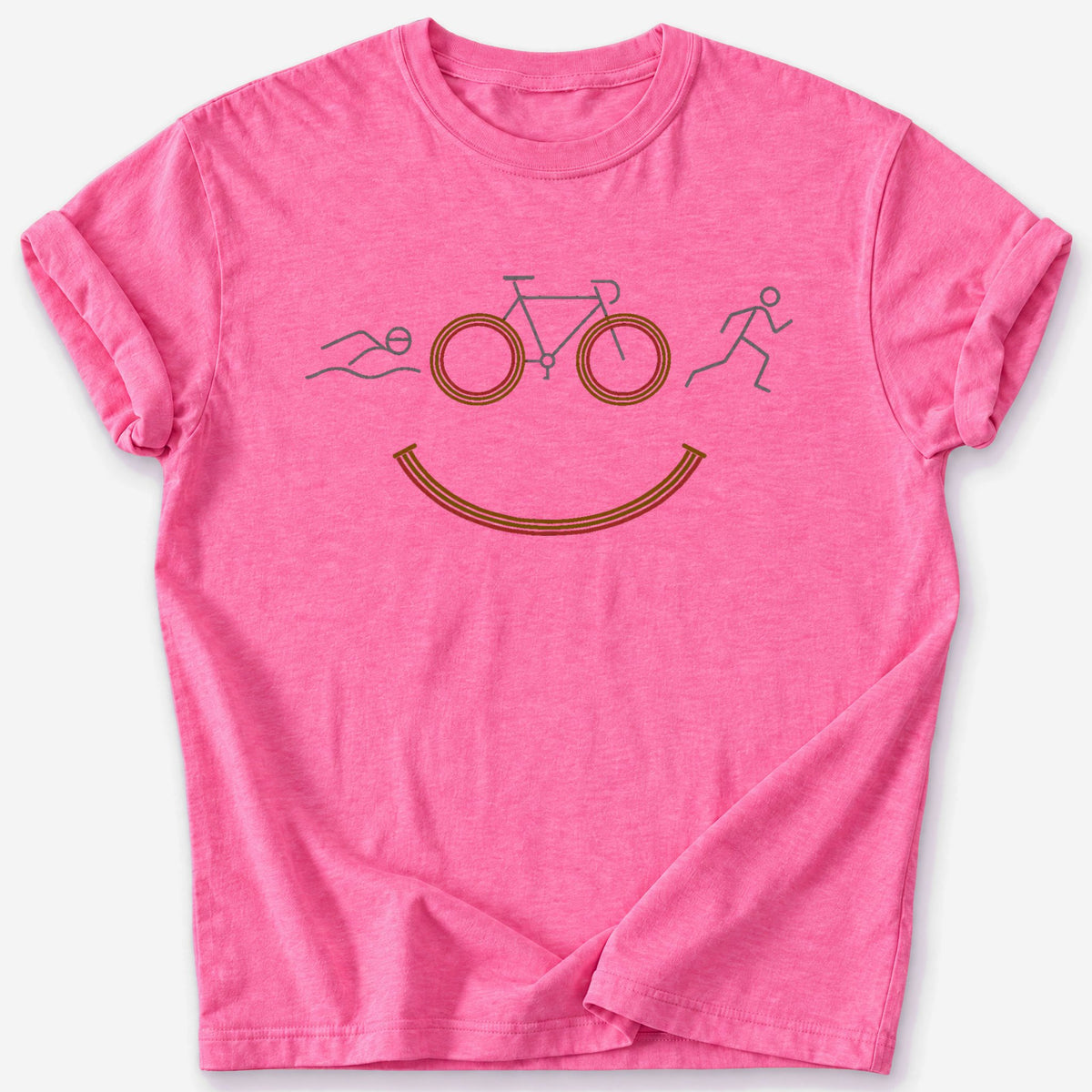 Triathlon Smiley T-Shirt — Heather Heliconia